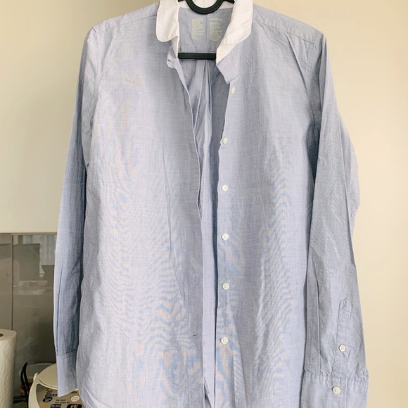 MUJI navy cotton shirt w round collar - Picture 2 of 3